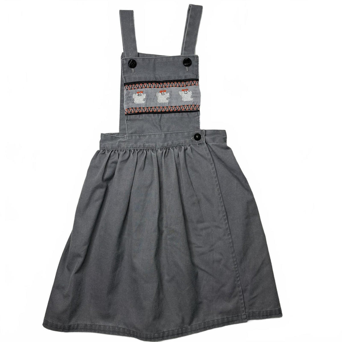 Vintage Smocked Ghost Embroidered Kids Halloween Pinafore