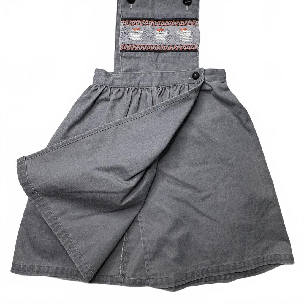 Vintage Smocked Ghost Embroidered Kids Halloween Pinafore
