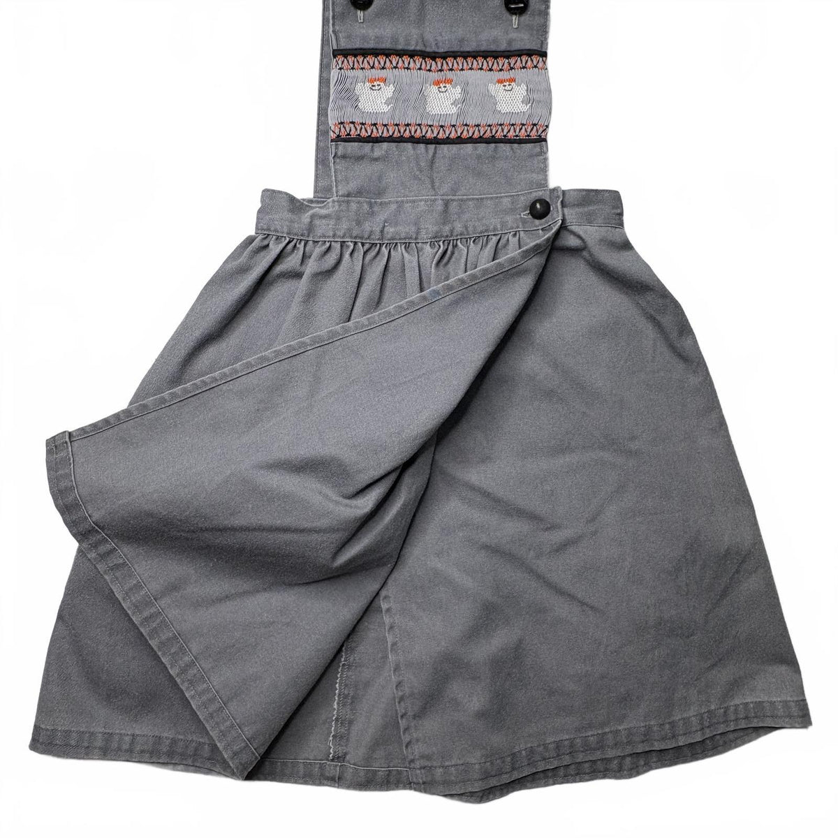 Vintage Smocked Ghost Embroidered Kids Halloween Pinafore