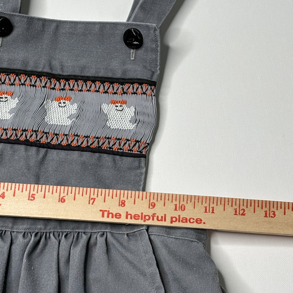Vintage Smocked Ghost Embroidered Kids Halloween Pinafore