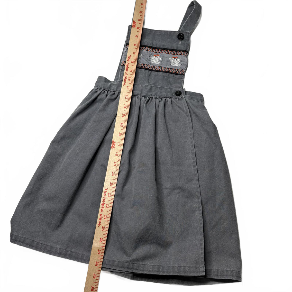 Vintage Smocked Ghost Embroidered Kids Halloween Pinafore