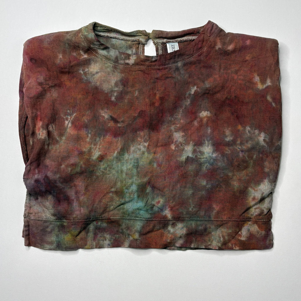 ZENANA Tie Dye Linen Crop Top S