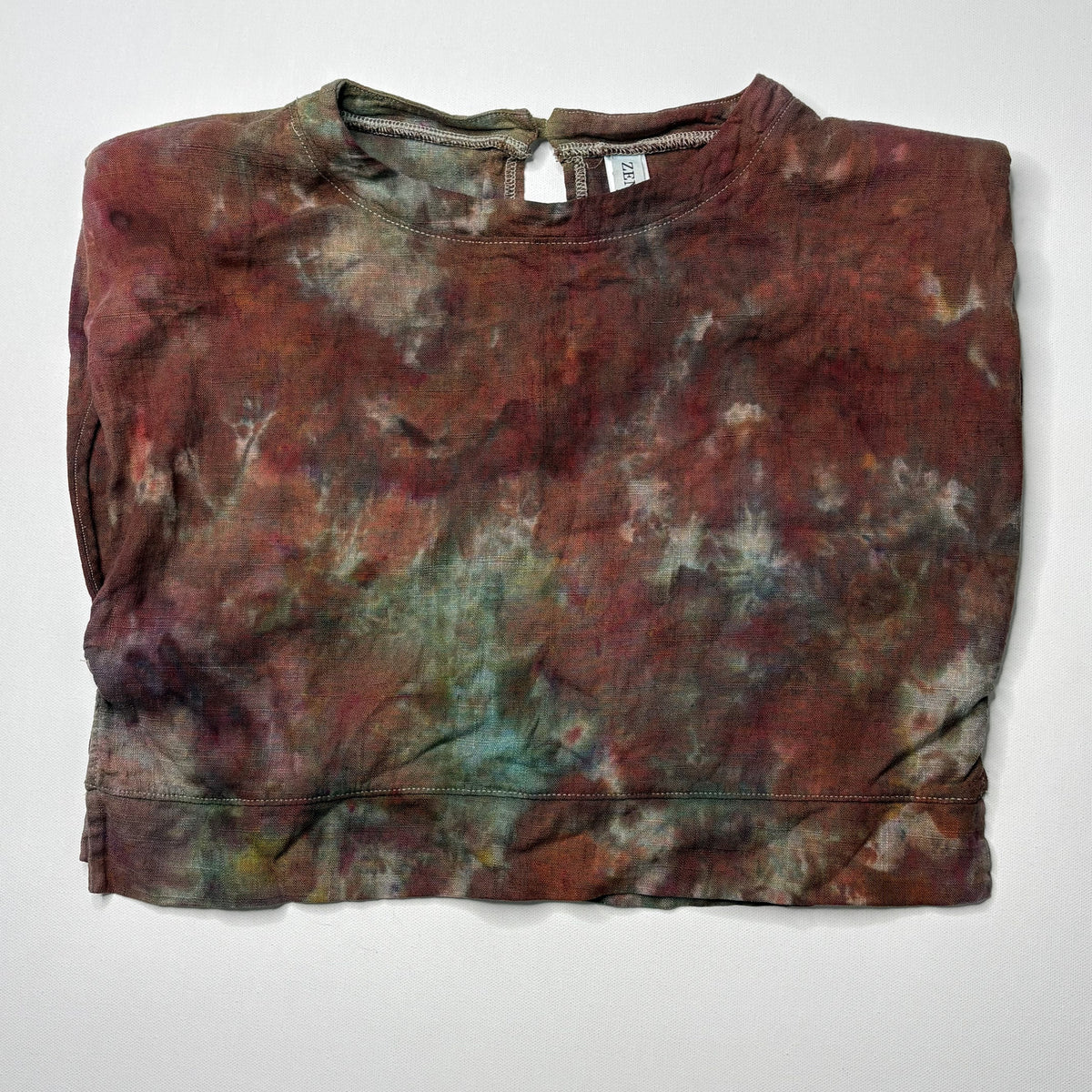 ZENANA Tie Dye Linen Crop Top S