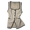 Bagatelle Collection Beige Linen Blend Button Vest Top S