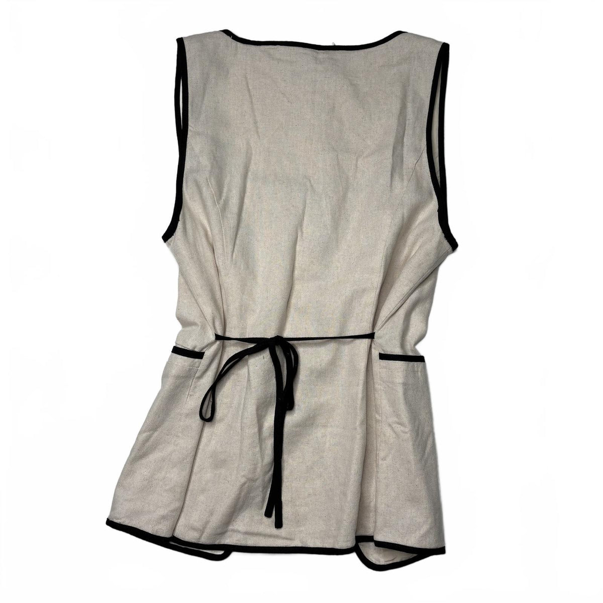 Bagatelle Collection Beige Linen Blend Button Vest Top S