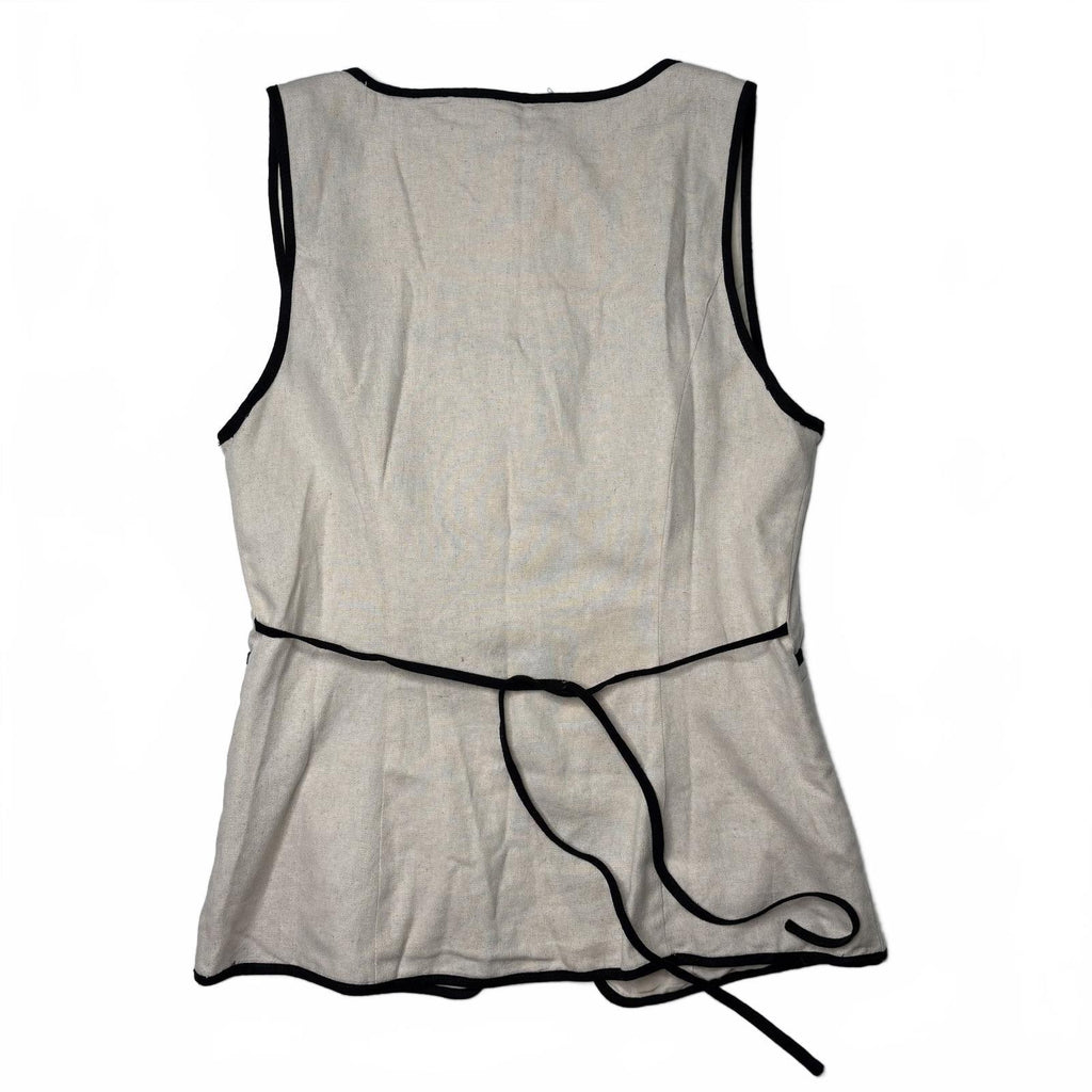 Bagatelle Collection Beige Linen Blend Button Vest Top S