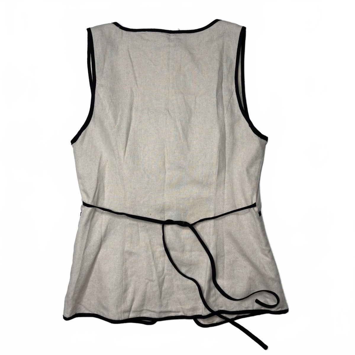 Bagatelle Collection Beige Linen Blend Button Vest Top S