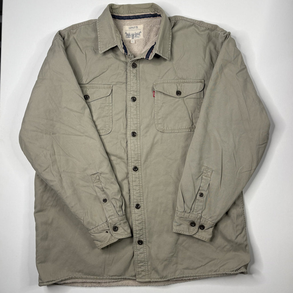 Levi's Sherpa Lined Jacket Canvas Military Workwear Olive XL