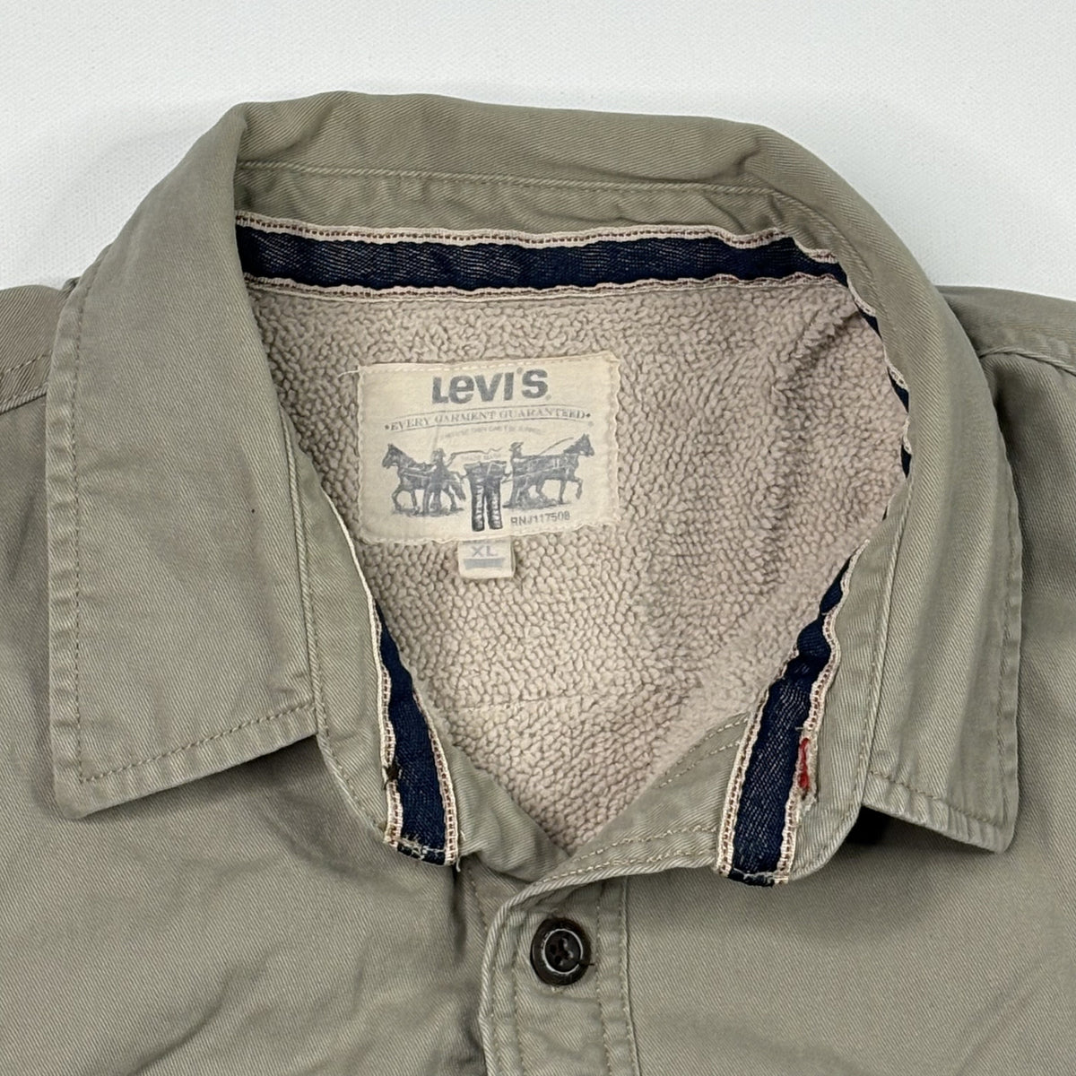 Levi's Sherpa Lined Jacket Canvas Military Workwear Olive XL
