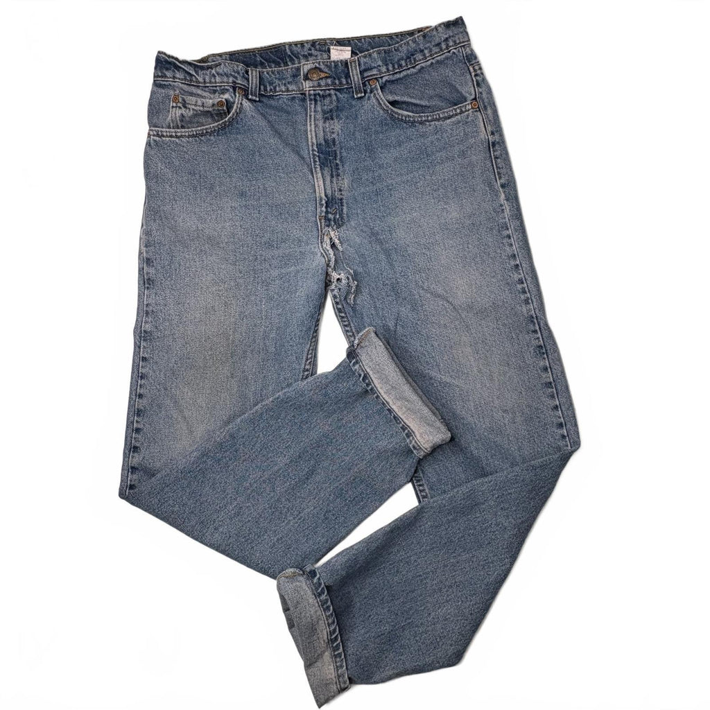 Levi's 505 Straight Leg Jeans 38x34 Vintage Distressed Blue