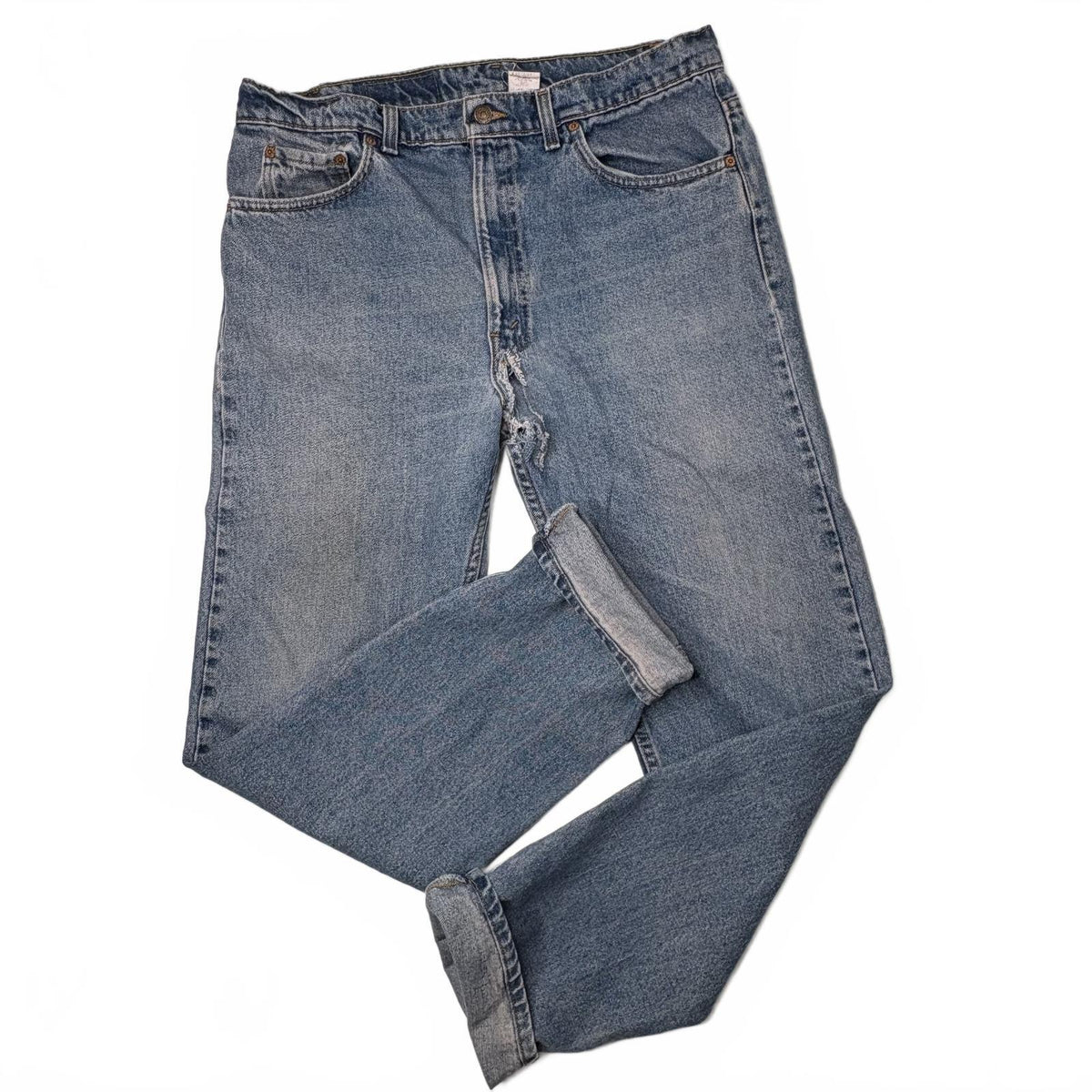 Levi's 505 Straight Leg Jeans 38x34 Vintage Distressed Blue