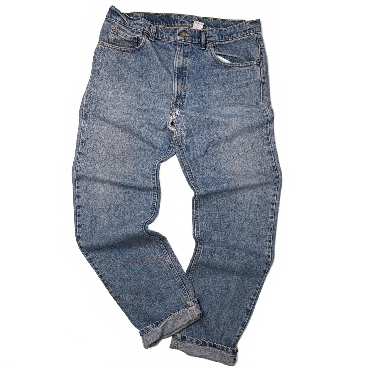 Levi's 505 Straight Leg Jeans 38x34 Vintage Distressed Blue