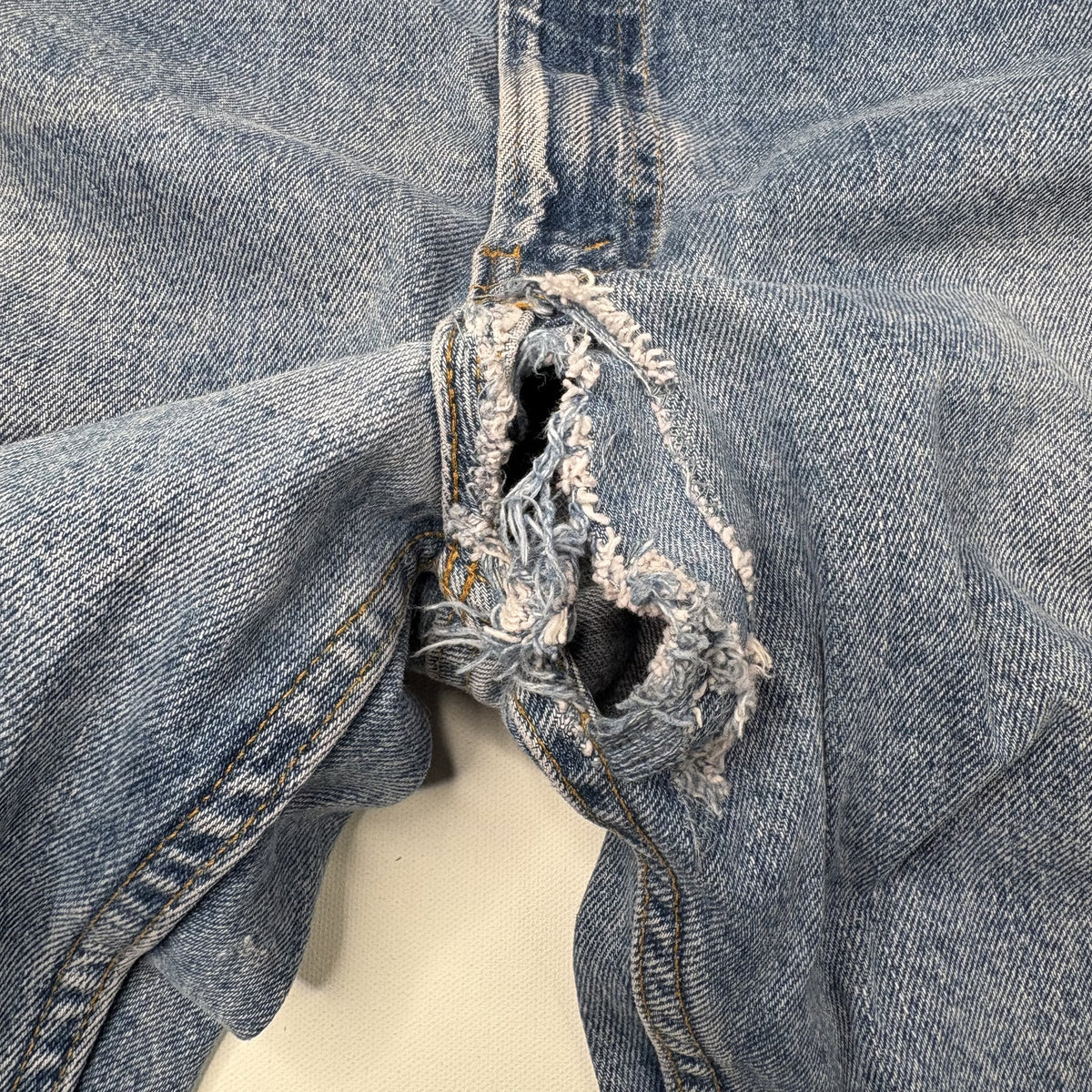 Levi's 505 Straight Leg Jeans 38x34 Vintage Distressed Blue