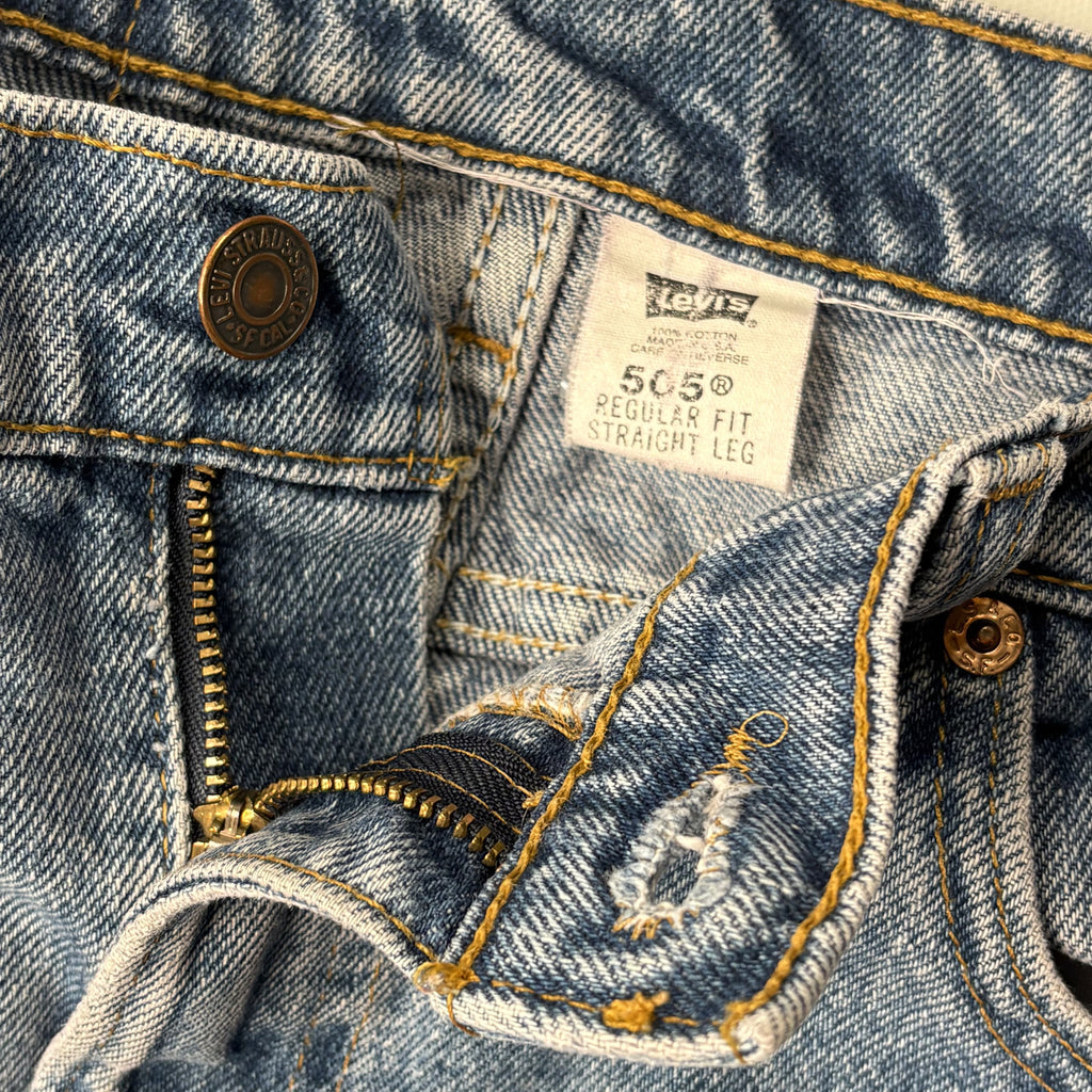 Levi's 505 Straight Leg Jeans 38x34 Vintage Distressed Blue