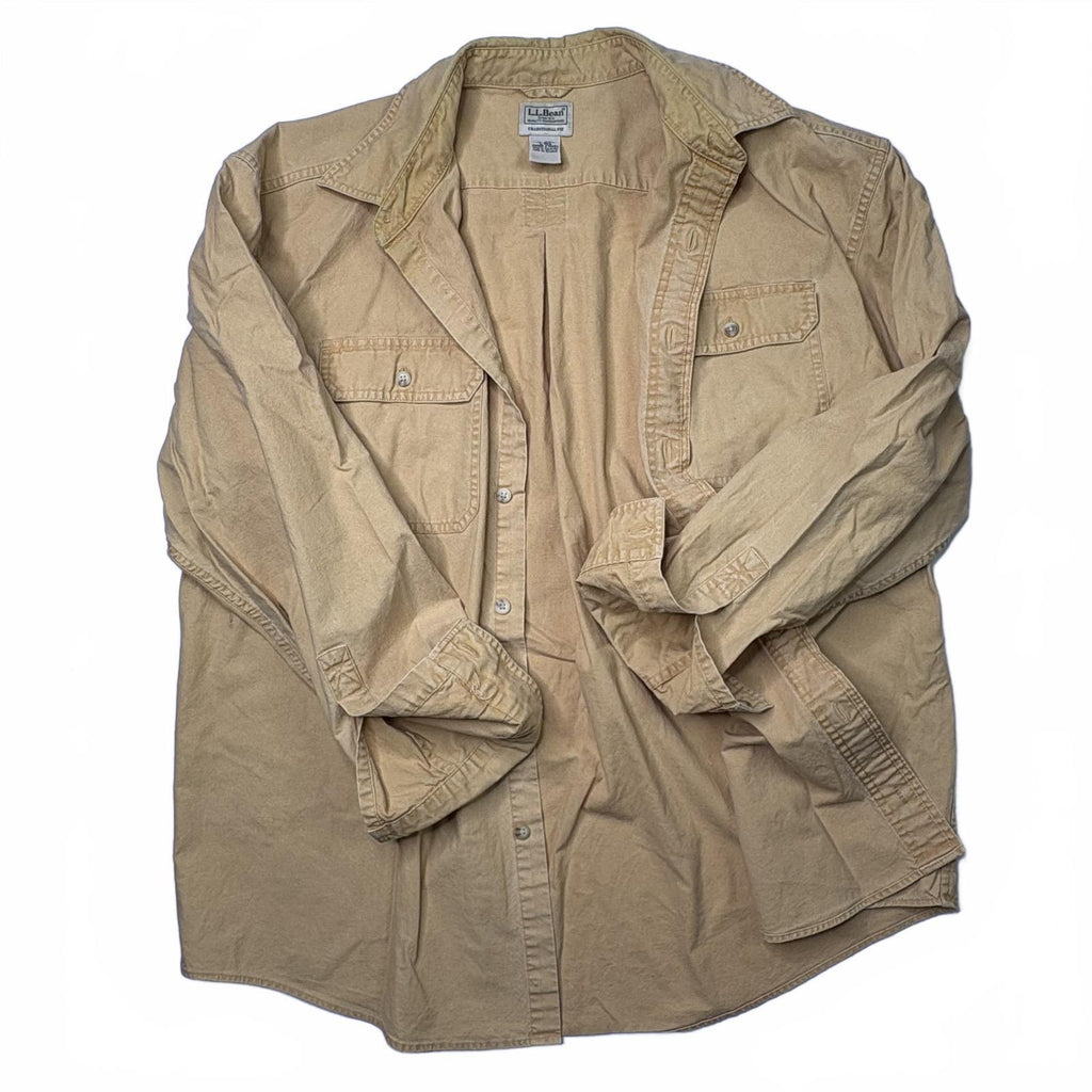 LL Bean Canvas Utility Shirt Jacket Yellow Mens Large