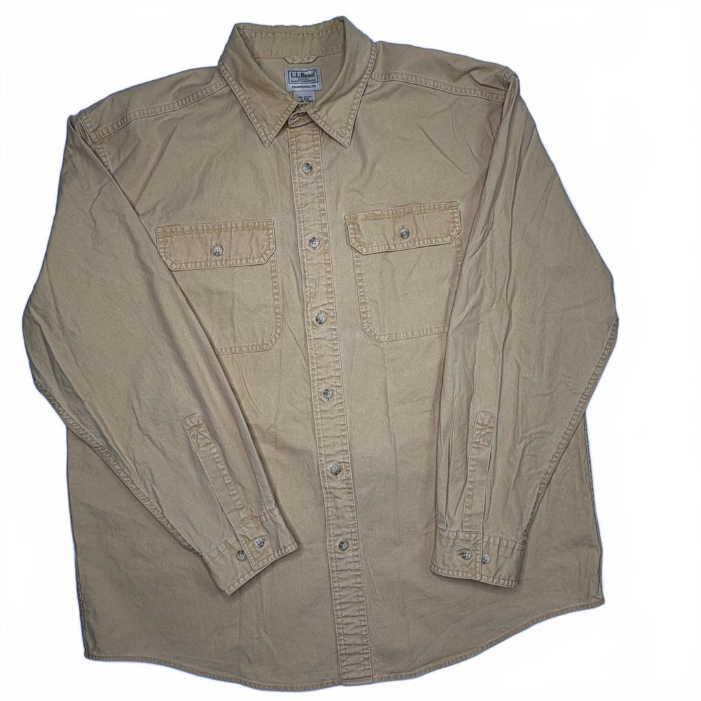 LL Bean Canvas Utility Shirt Jacket Yellow Mens Large