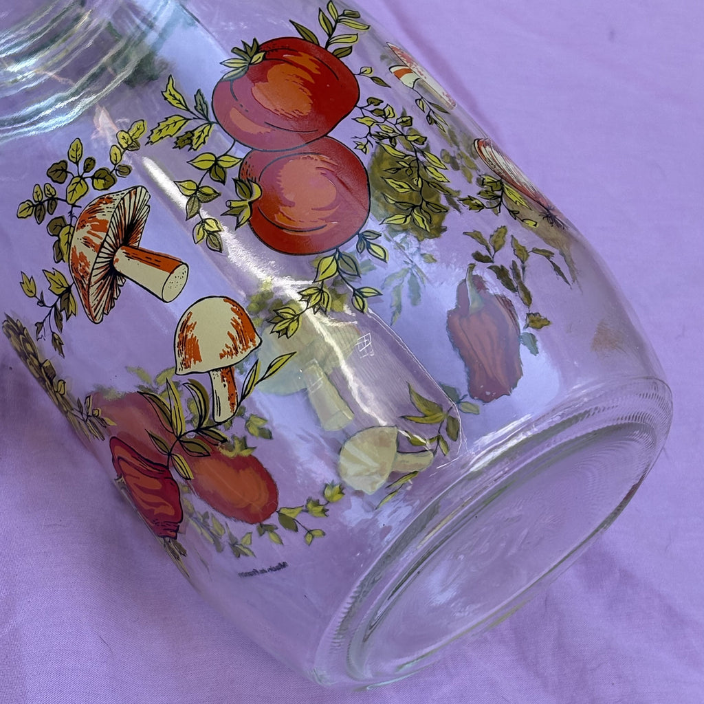 Vintage Fruit Print Glass Canister Wire Bail Jar 1.5L