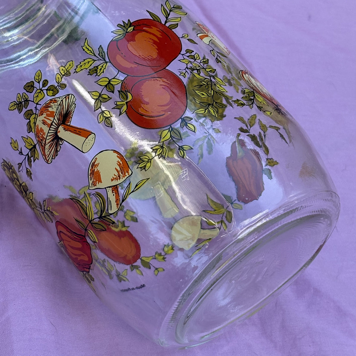 Vintage Fruit Print Glass Canister Wire Bail Jar 1.5L