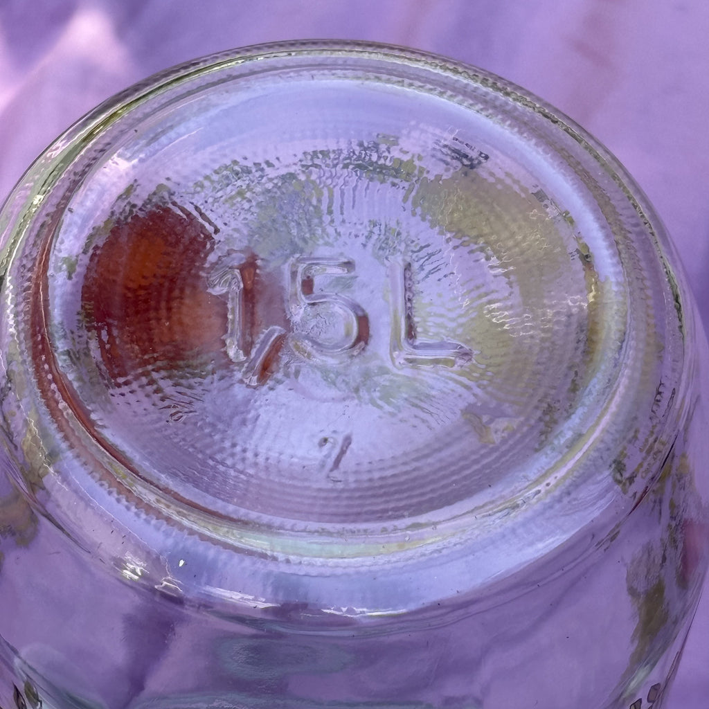 Vintage Fruit Print Glass Canister Wire Bail Jar 1.5L