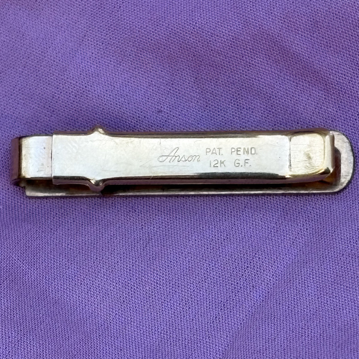 Vintage Anson 12K Gold Filled Collar Clip Bar Pat Pend