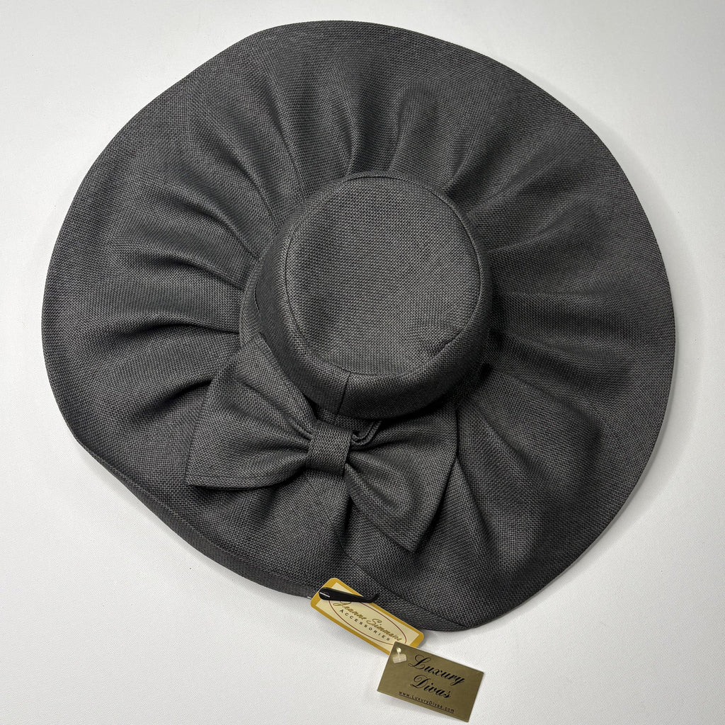 Vintage Luxury Divas Black Wide Brim Sun Hat Bow Whimsigoth