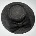 Betmar New York Vintage Black Woven Straw Bow Sun Hat