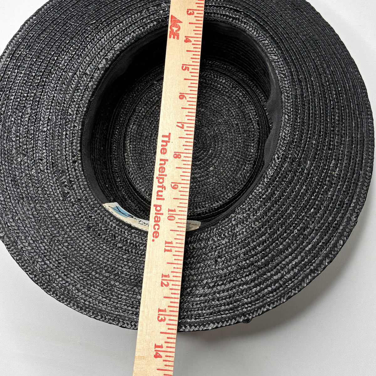 Betmar New York Vintage Black Woven Straw Bow Sun Hat