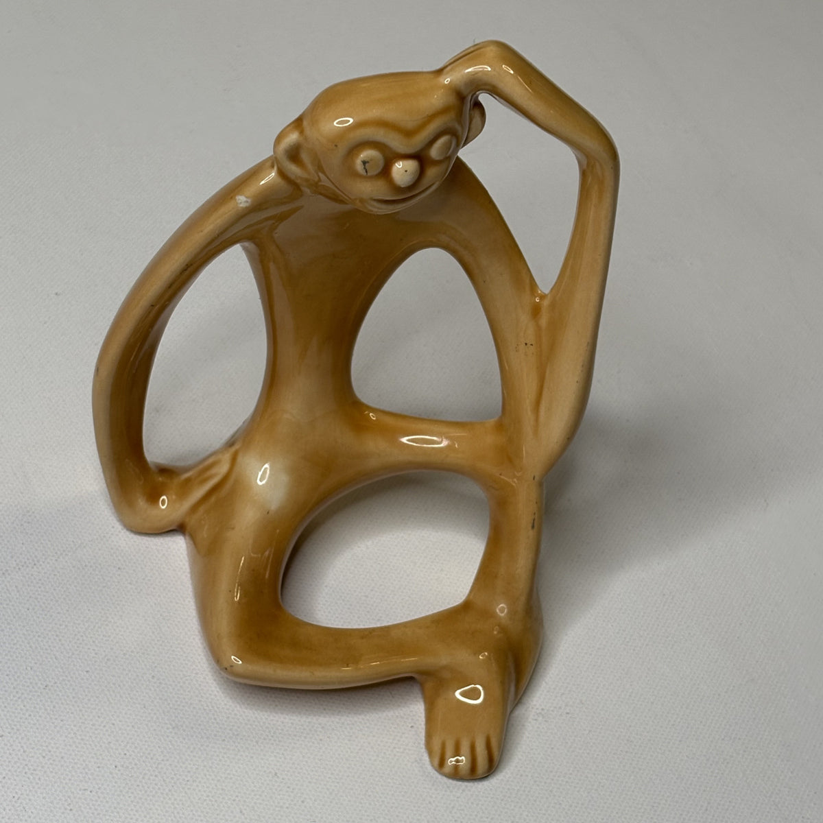 Vintage Carved Ceramic Monkey Figurine Sculpture Decor