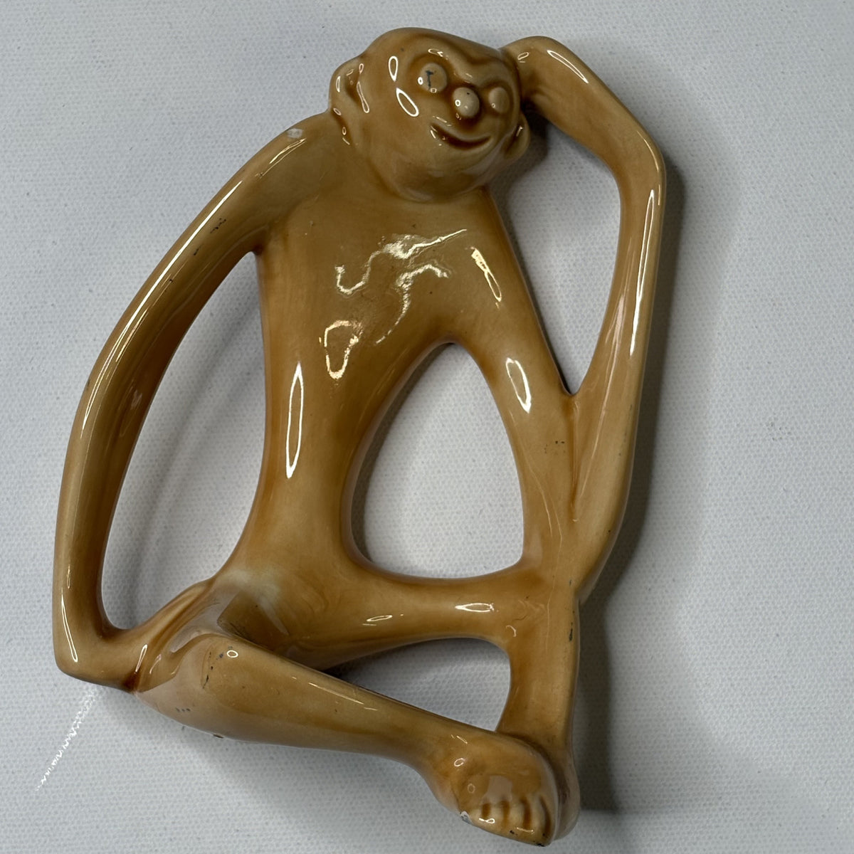Vintage Carved Ceramic Monkey Figurine Sculpture Decor