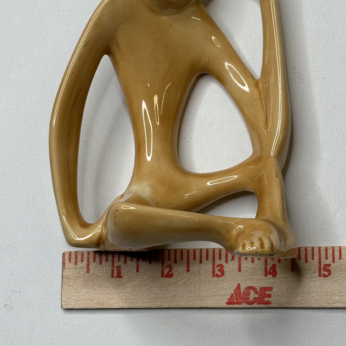 Vintage Carved Ceramic Monkey Figurine Sculpture Decor