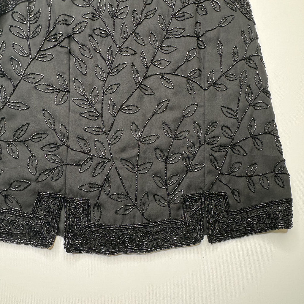 Vintage Fashion Bug Y2K Black Beaded Mesh Sleeveless Top M