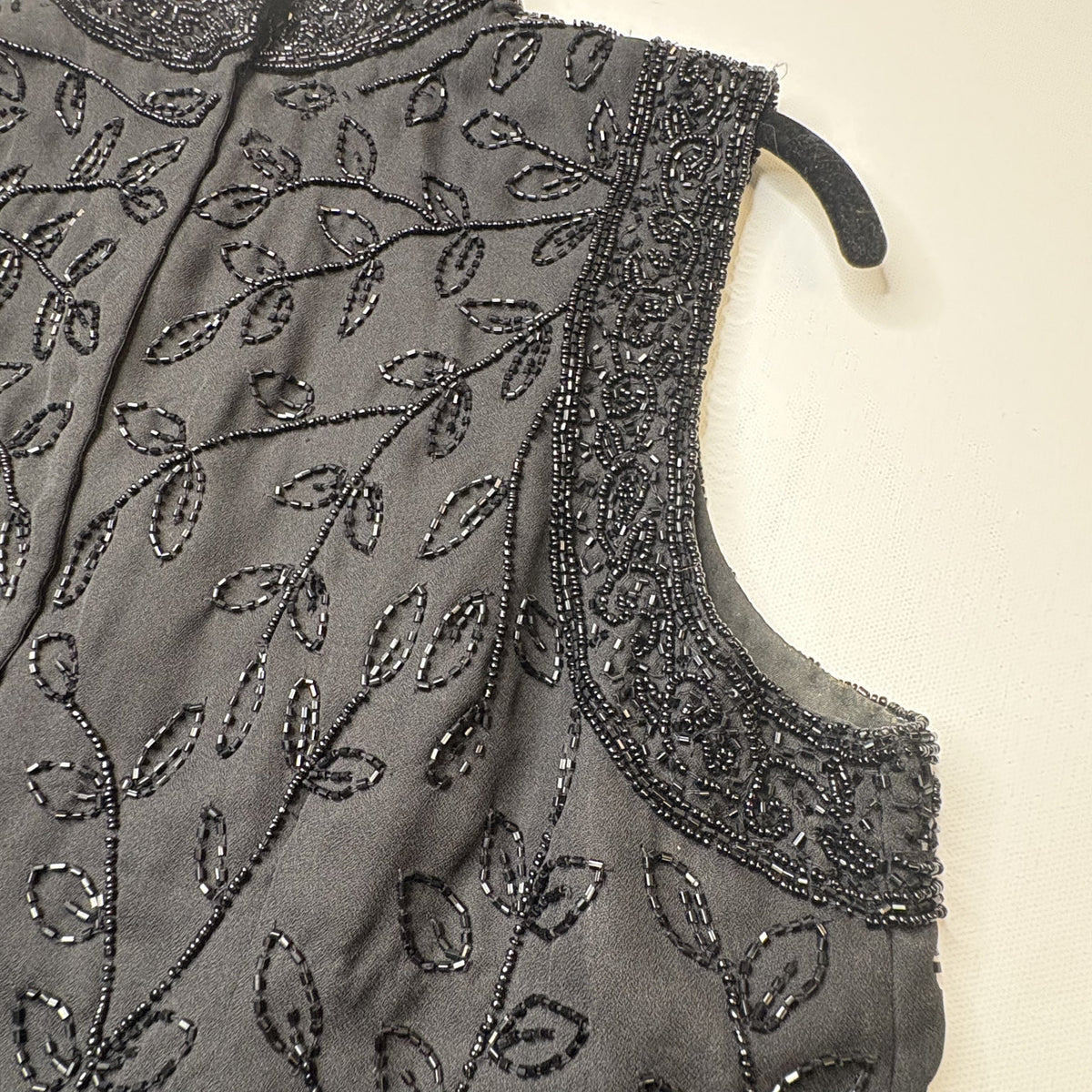 Vintage Fashion Bug Y2K Black Beaded Mesh Sleeveless Top M