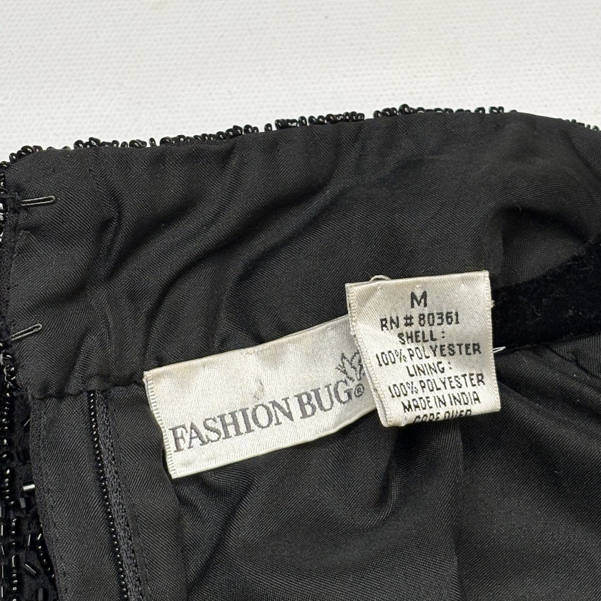 Vintage Fashion Bug Y2K Black Beaded Mesh Sleeveless Top M