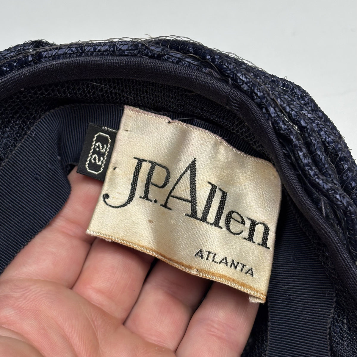 Vintage JP Allen Navy Blue Velvet Corduroy Pillbox Hat