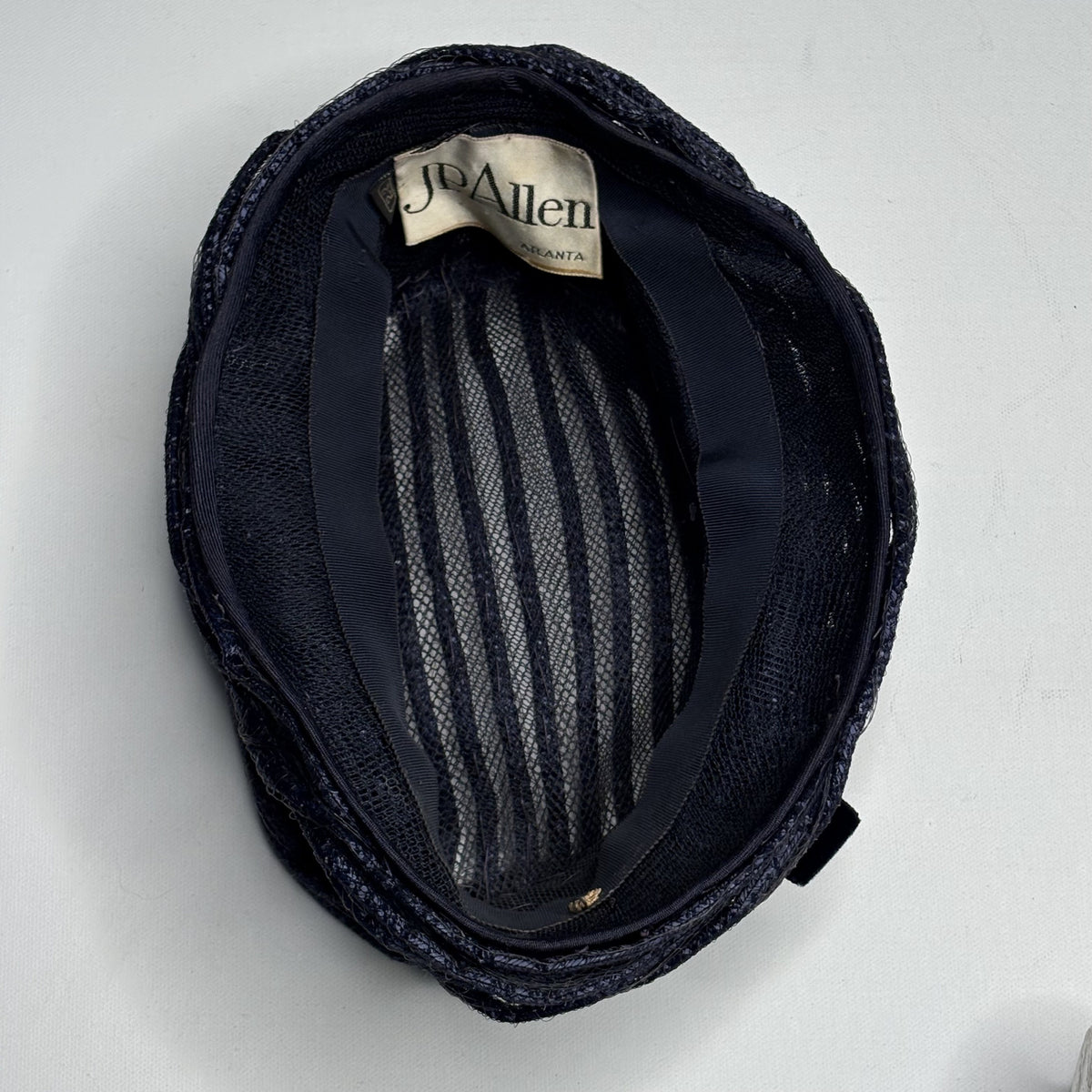 Vintage JP Allen Navy Blue Velvet Corduroy Pillbox Hat