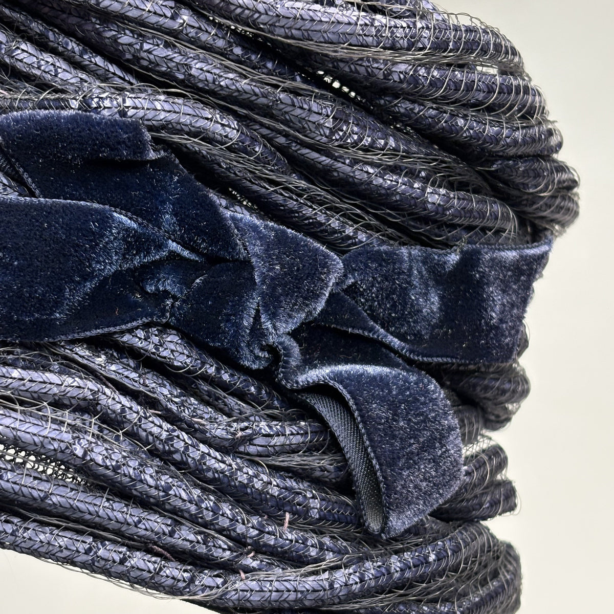 Vintage JP Allen Navy Blue Velvet Corduroy Pillbox Hat