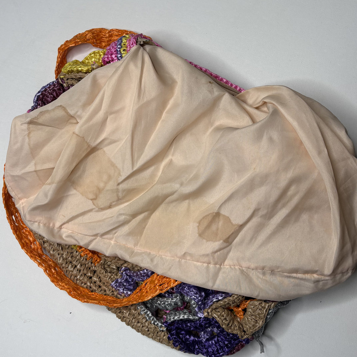 Vintage Straw Woven Raffia Shoulder Bag Multi Color Tote