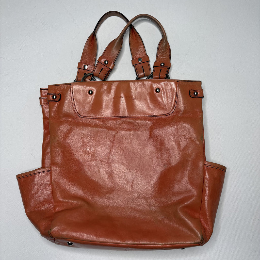 Kenneth Cole Brown Leather Tote Bag Shoulder Purse Carryall
