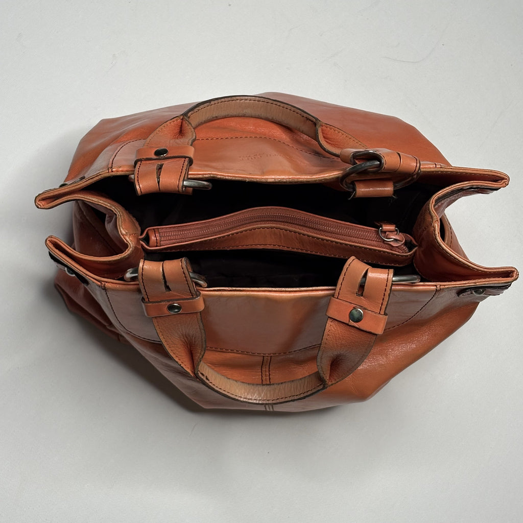 Kenneth Cole Brown Leather Tote Bag Shoulder Purse Carryall