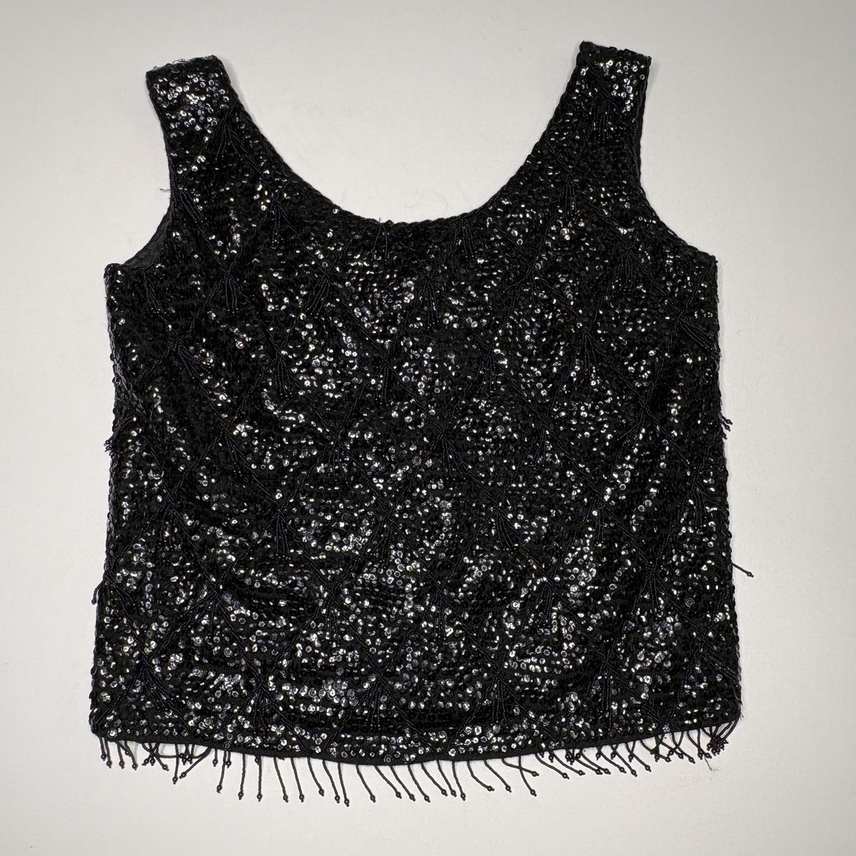Vintage Alexander Sequined Beaded Wool Tank Top Size L