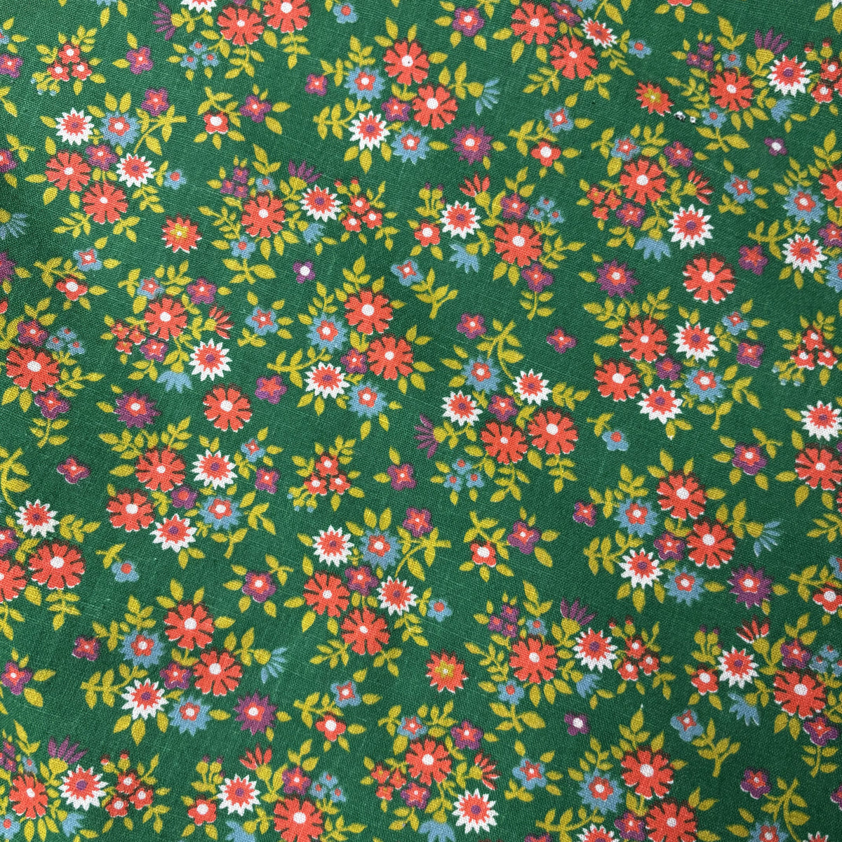 Vintage Floral Prairie Midi Skirt Cottagecore Green Floral
