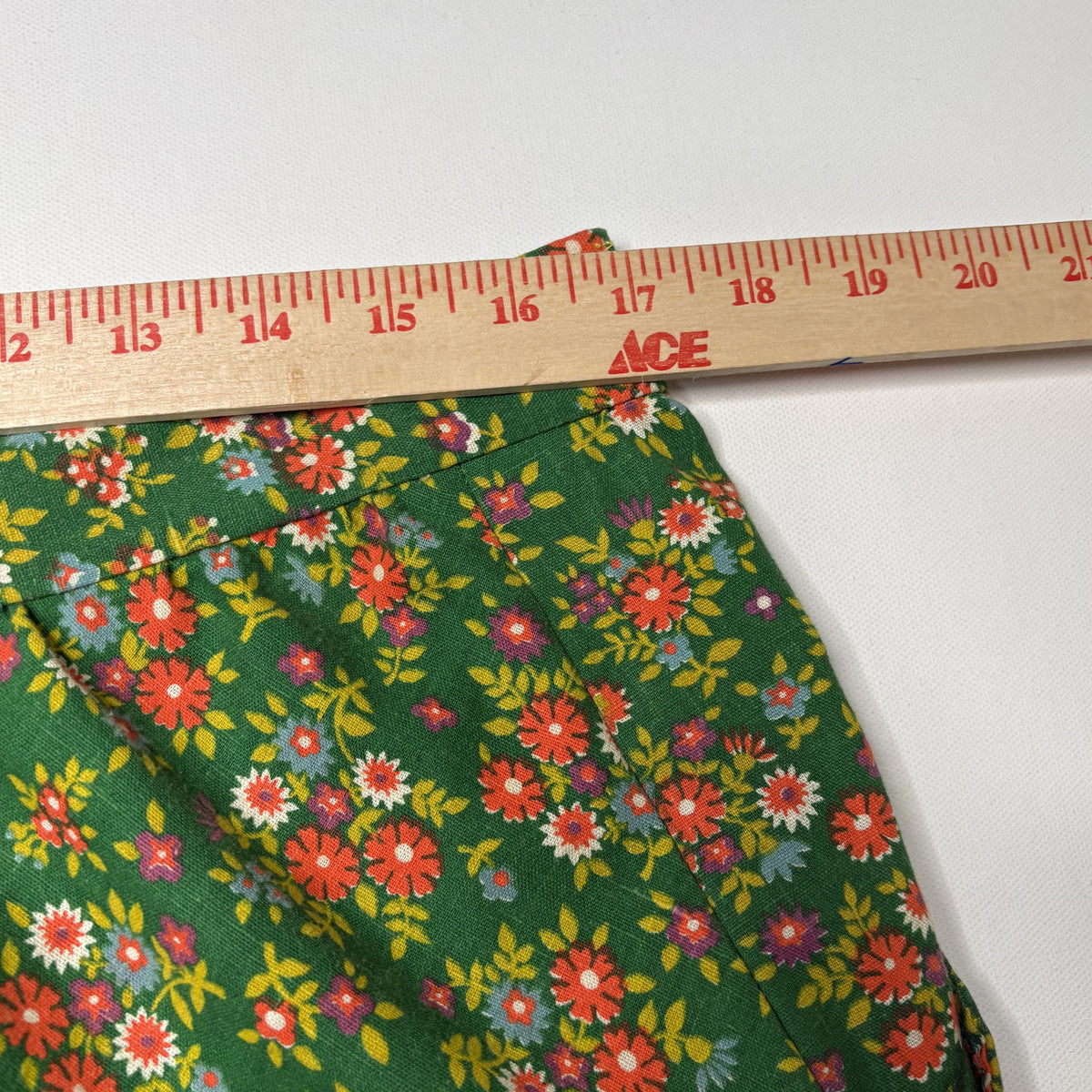 Vintage Floral Prairie Midi Skirt Cottagecore Green Floral