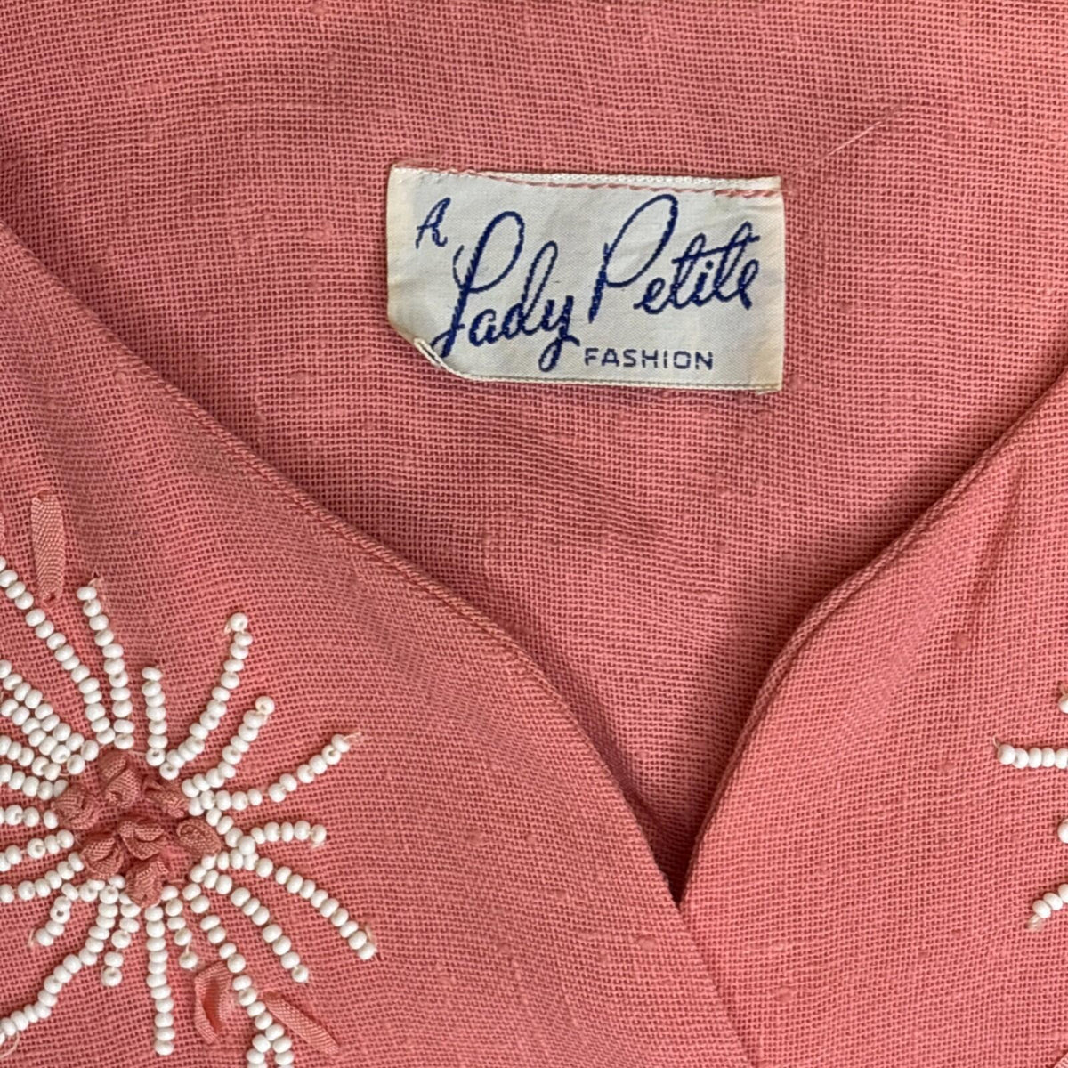 Vintage A Lady Petite Fashion Pink Embroidered Belted Midi/5