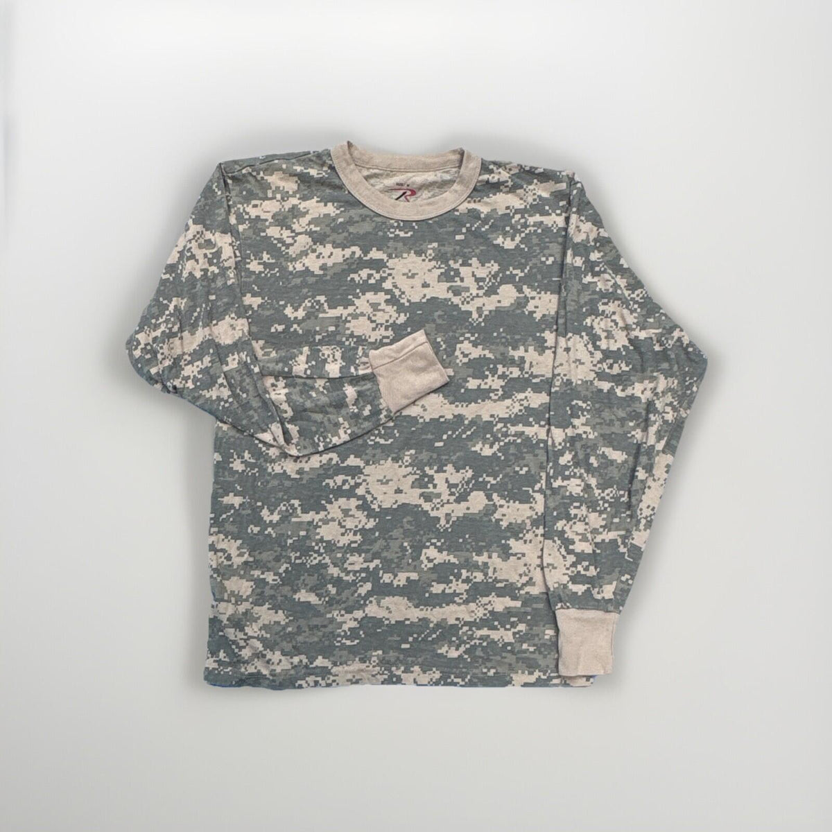 Rothco Gray/Tan Camo Long Sleeve T-Shirt Size M Cotton Blend