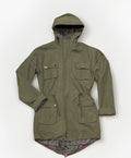 BDG Olive Green Hooded Military Parka Jacket with Flag Lined