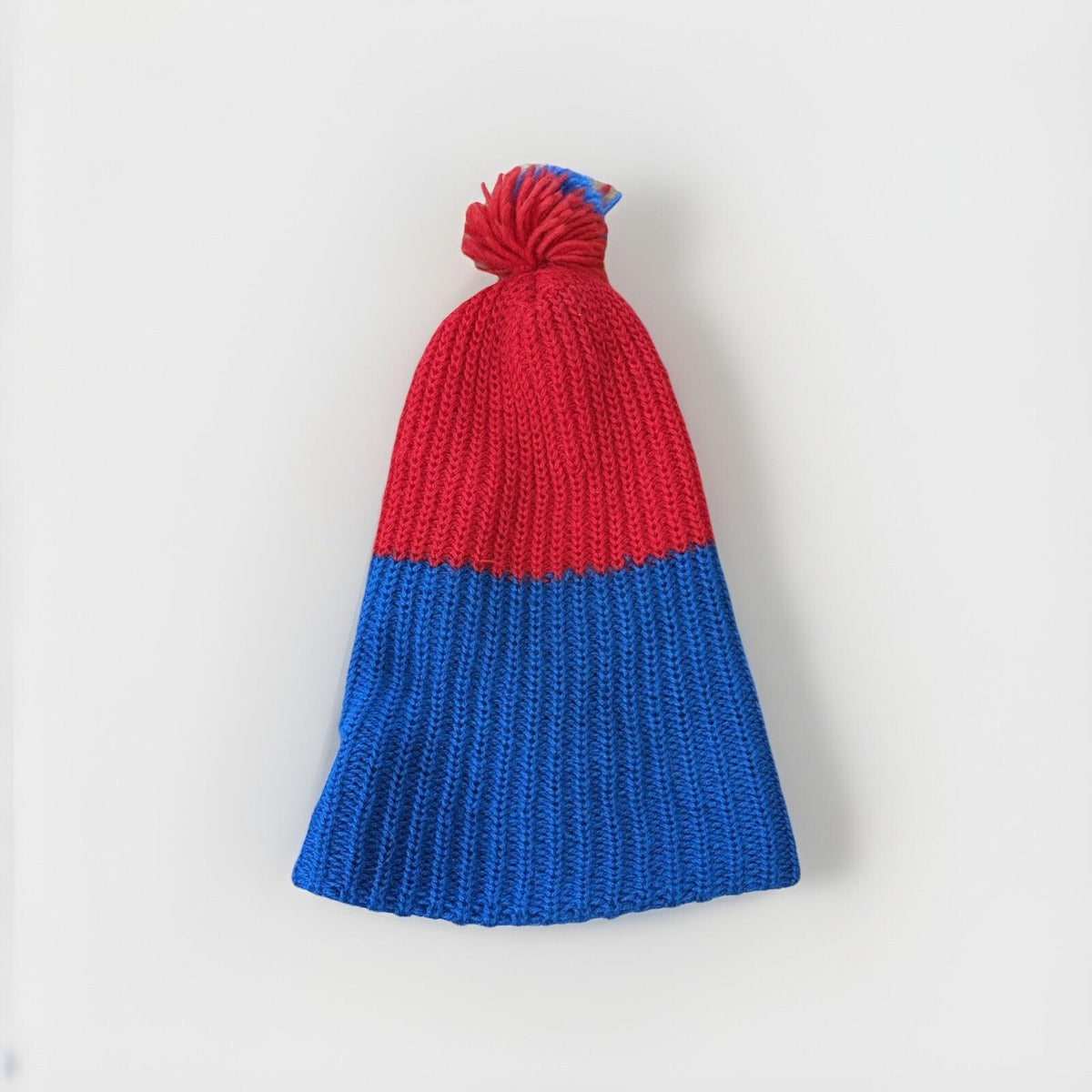 VTG Houston Oilers 1970s Knit Pom Beanie Hat Red Blue Retro