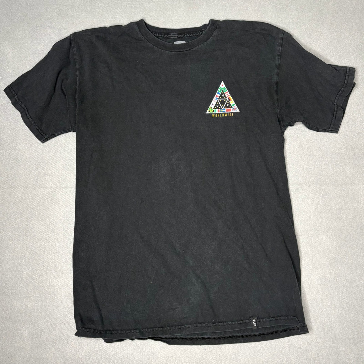 HUF Worldwide Black Graphic T-Shirt Size M