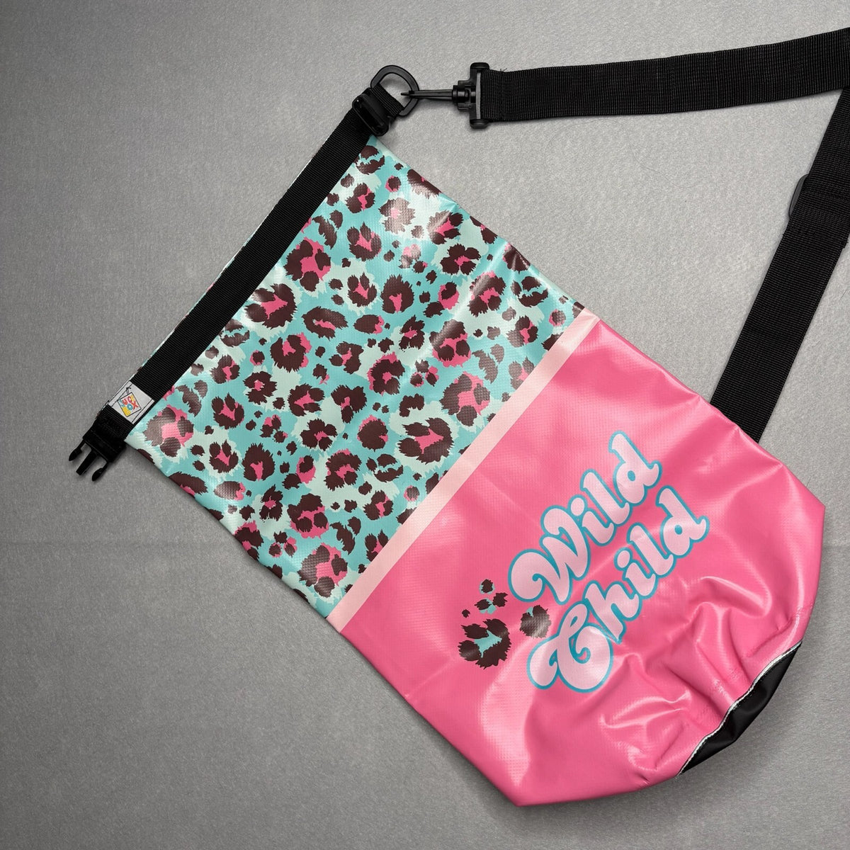 Juice Box Wild Child Pink and Turquoise Leopard Print Bag