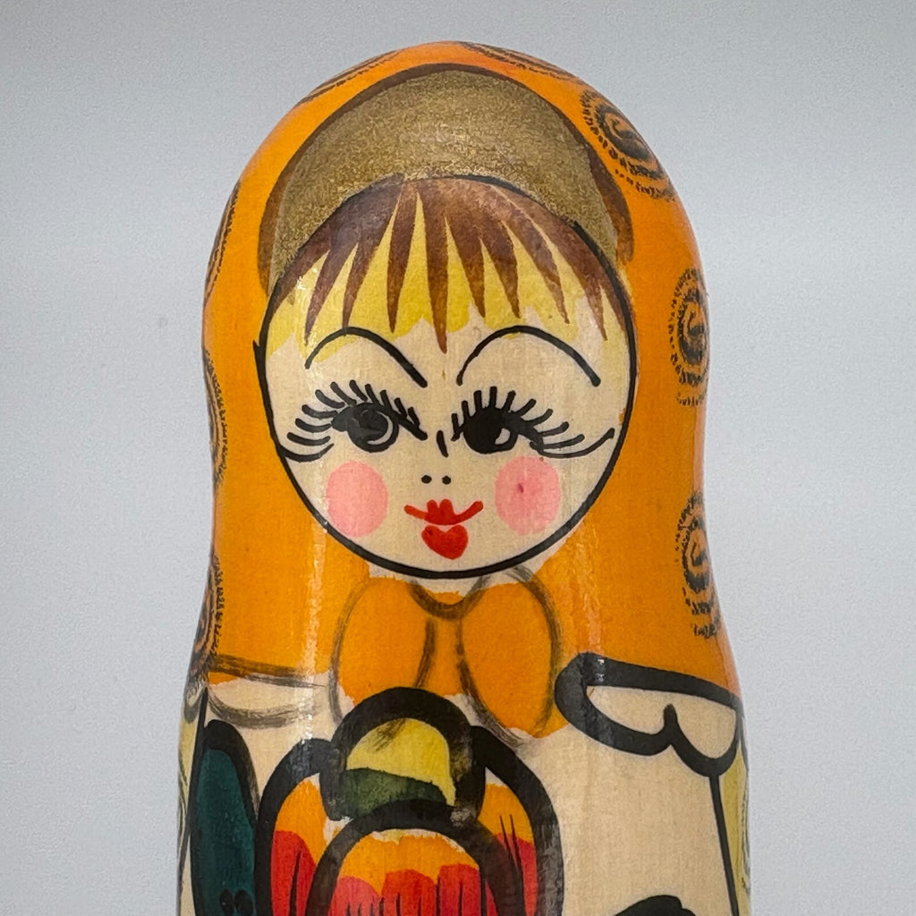 Vintage Hand-Painted Russian Matryoshka Nesting Dolls Set of 2