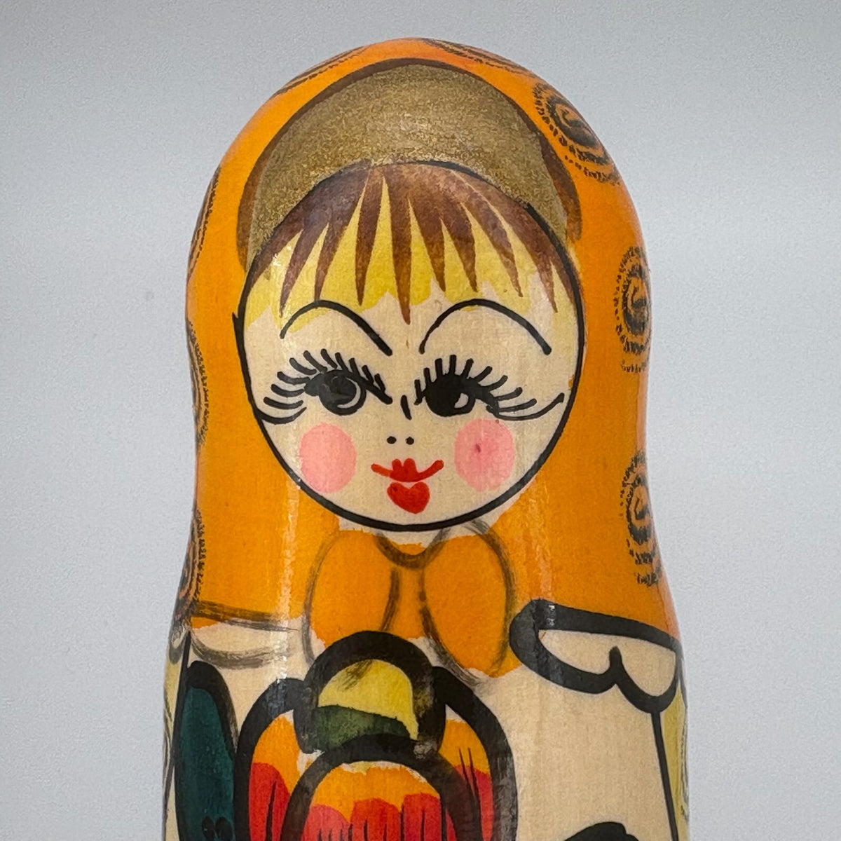 Vintage Hand-Painted Russian Matryoshka Nesting Dolls Set of 2